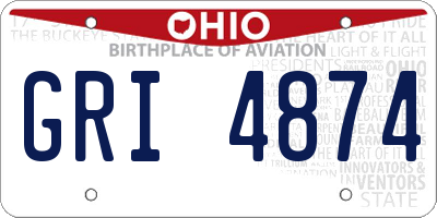 OH license plate GRI4874