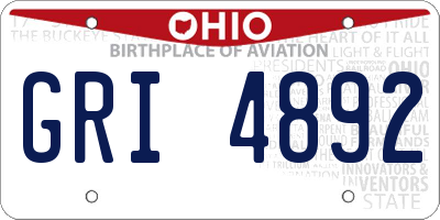OH license plate GRI4892