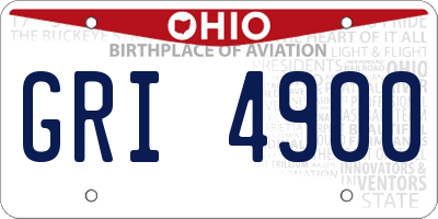 OH license plate GRI4900