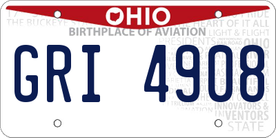 OH license plate GRI4908