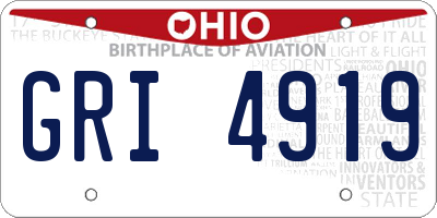 OH license plate GRI4919
