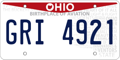OH license plate GRI4921