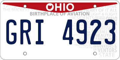 OH license plate GRI4923