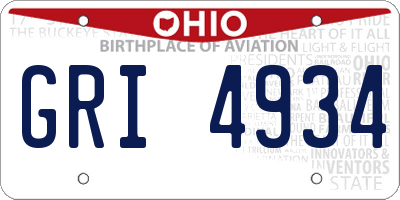 OH license plate GRI4934