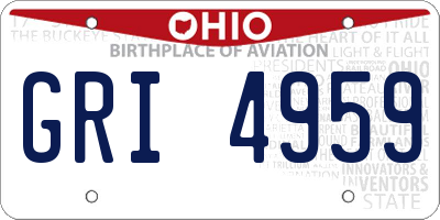 OH license plate GRI4959