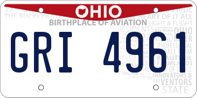 OH license plate GRI4961