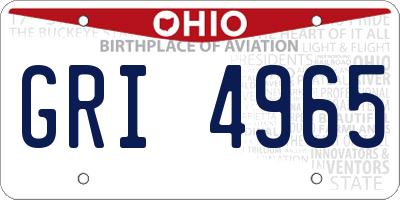 OH license plate GRI4965