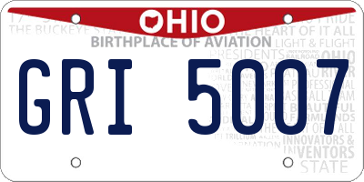 OH license plate GRI5007