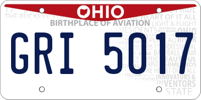 OH license plate GRI5017