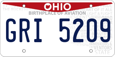 OH license plate GRI5209