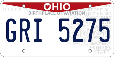 OH license plate GRI5275