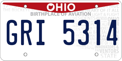 OH license plate GRI5314
