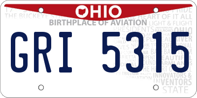 OH license plate GRI5315
