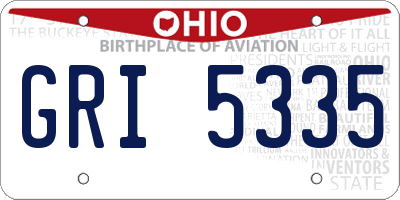 OH license plate GRI5335