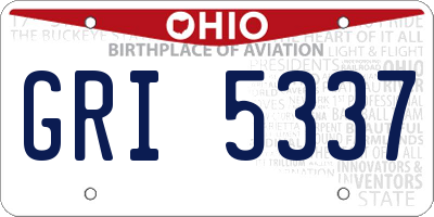 OH license plate GRI5337
