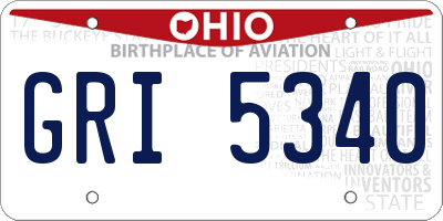OH license plate GRI5340