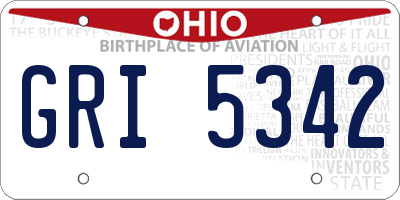 OH license plate GRI5342