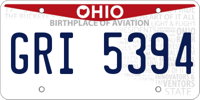 OH license plate GRI5394
