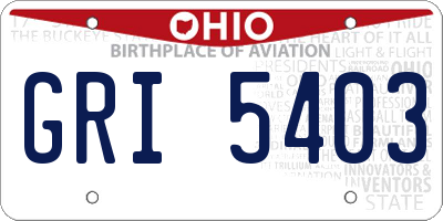 OH license plate GRI5403
