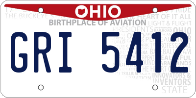 OH license plate GRI5412