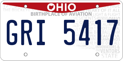 OH license plate GRI5417