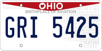 OH license plate GRI5425