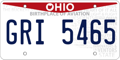 OH license plate GRI5465
