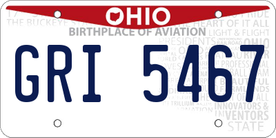 OH license plate GRI5467