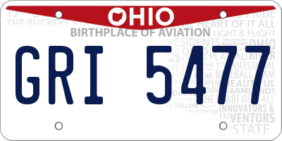 OH license plate GRI5477