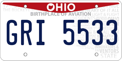 OH license plate GRI5533