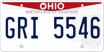 OH license plate GRI5546