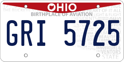 OH license plate GRI5725