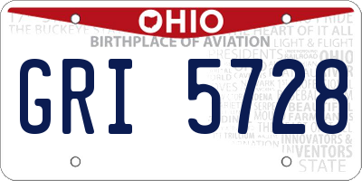 OH license plate GRI5728