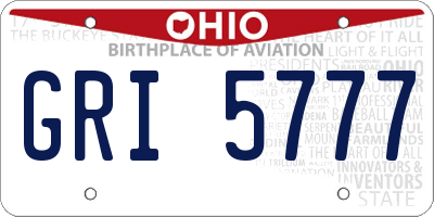 OH license plate GRI5777