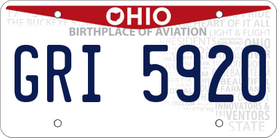 OH license plate GRI5920