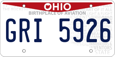 OH license plate GRI5926