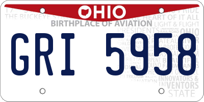 OH license plate GRI5958