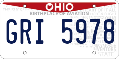 OH license plate GRI5978