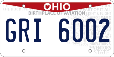 OH license plate GRI6002