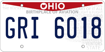OH license plate GRI6018