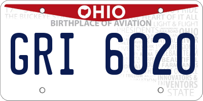 OH license plate GRI6020