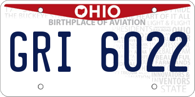 OH license plate GRI6022