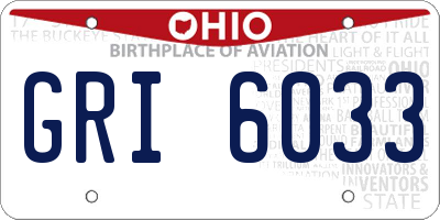 OH license plate GRI6033