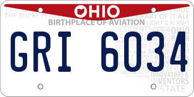 OH license plate GRI6034