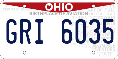 OH license plate GRI6035