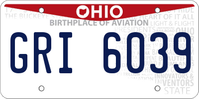 OH license plate GRI6039