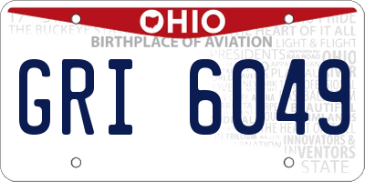 OH license plate GRI6049