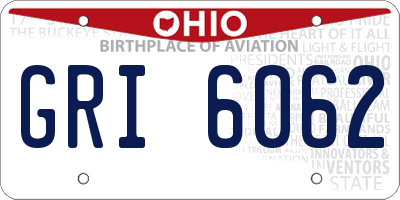OH license plate GRI6062