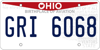 OH license plate GRI6068