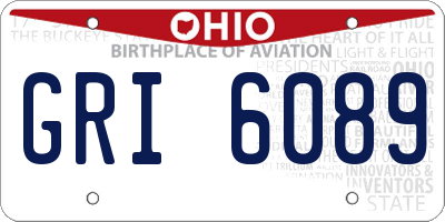 OH license plate GRI6089